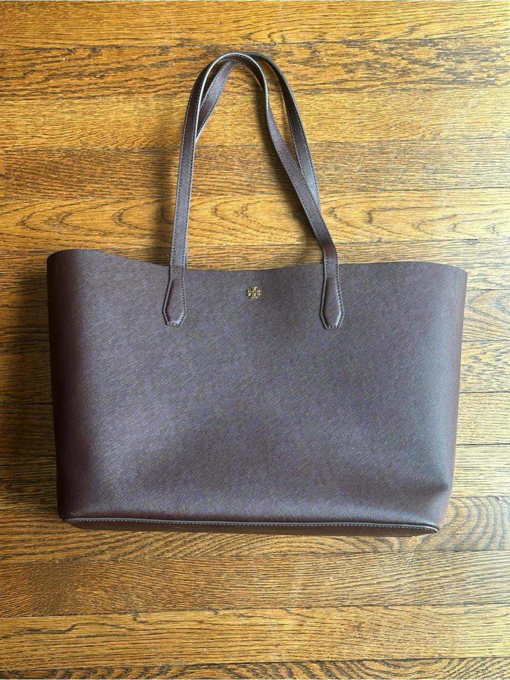 Tory Burch Leather Tote Bag – Deep Plum / Burgundy